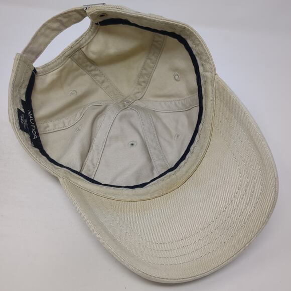 Nautica Slideback Baseball Cap Beige One Size Adjustable Embroidered 6 Panel - Picture 7 of 9